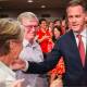 Chris Minns with his parents John and Cara at the Labor Party campaign launch for the 2023 election, held in Hurstville. Picture Facebook
