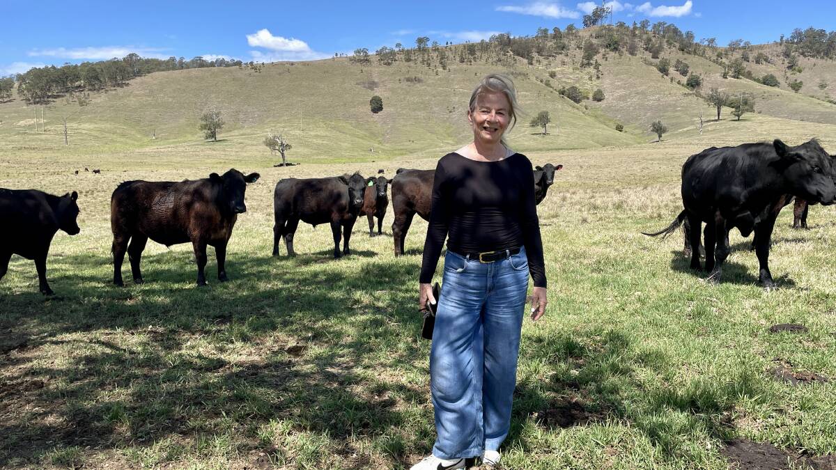 Dungog farmer Janne Ryan with some of her cattle. Picture by Angus Michie