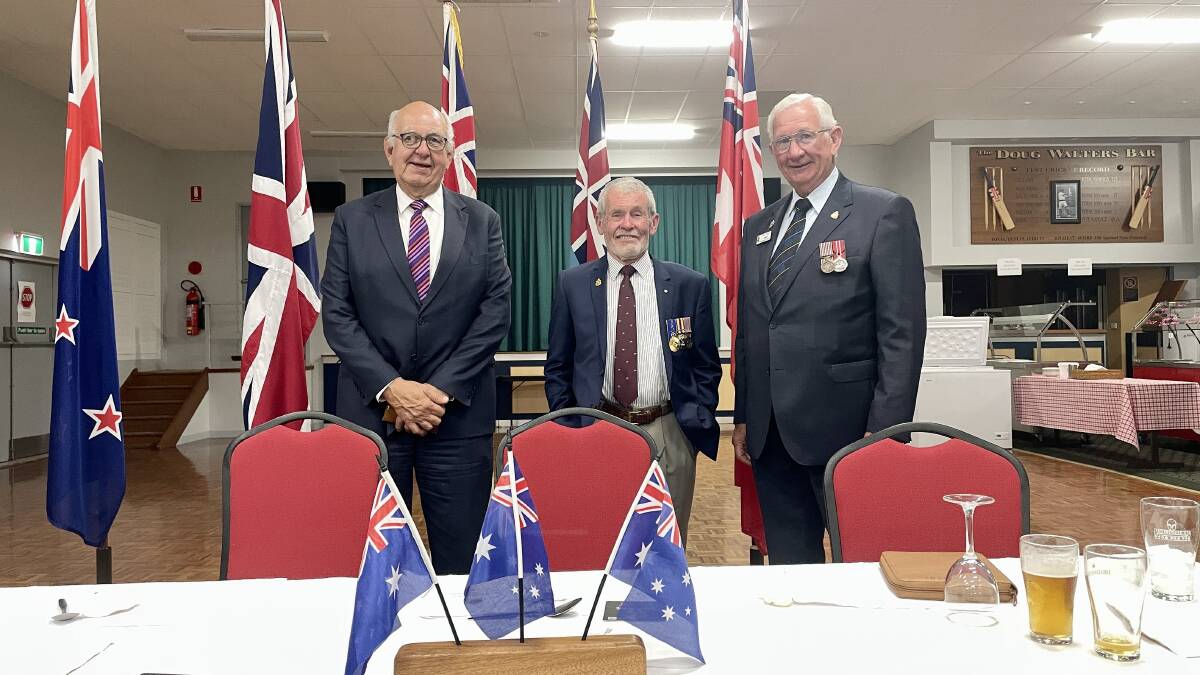 Mayor John Connors, Wing Commander Peter Chappelow AM and president of the Dungog RSL Sub-Branch Neil Tickle.