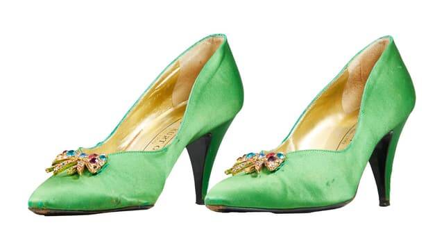 Kurt Geiger emerald green satin evening shoes. PIcture by Julien's Auctions