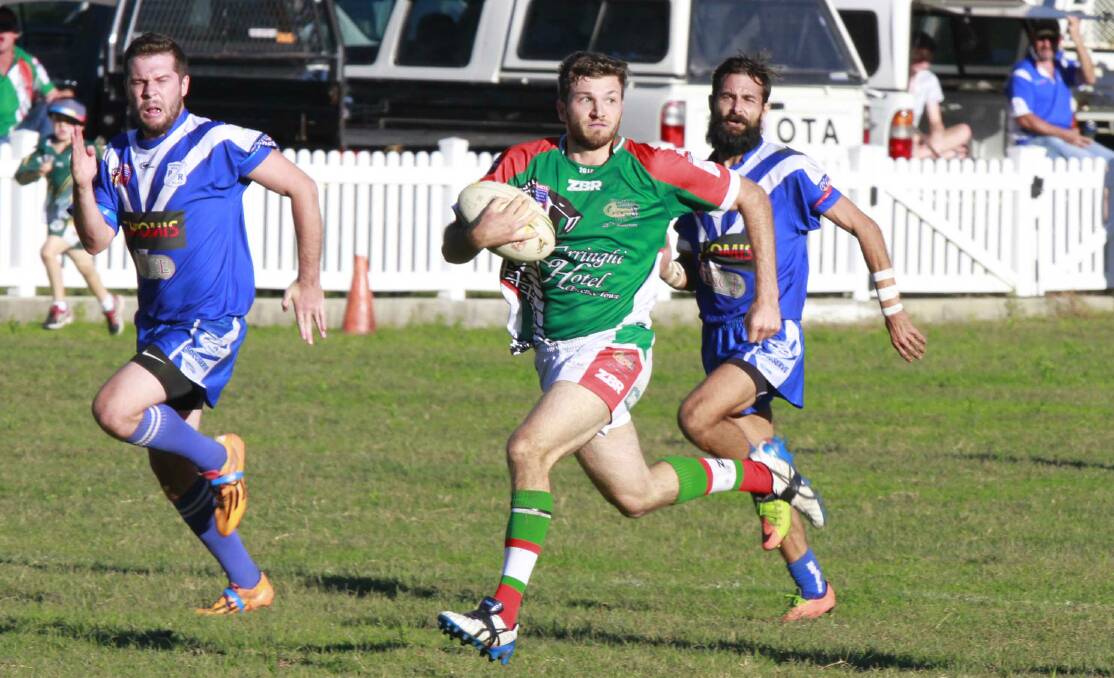 DOUBLE: Clarence Town's Kurt Blowes, pictured playing against Paterson River, scored two tries in the 58-5 win. Picture: FootPrints Creative Photography