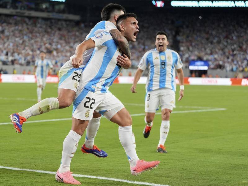 A goal by Lautaro Martinez booked Argentina's place in the Copa America quarter-finals. (AP PHOTO)