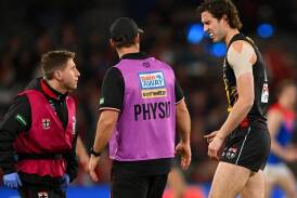 Max King's AFL season is over after the luckless St Kilda key forward's latest injury setback. (Morgan Hancock/AAP PHOTOS)